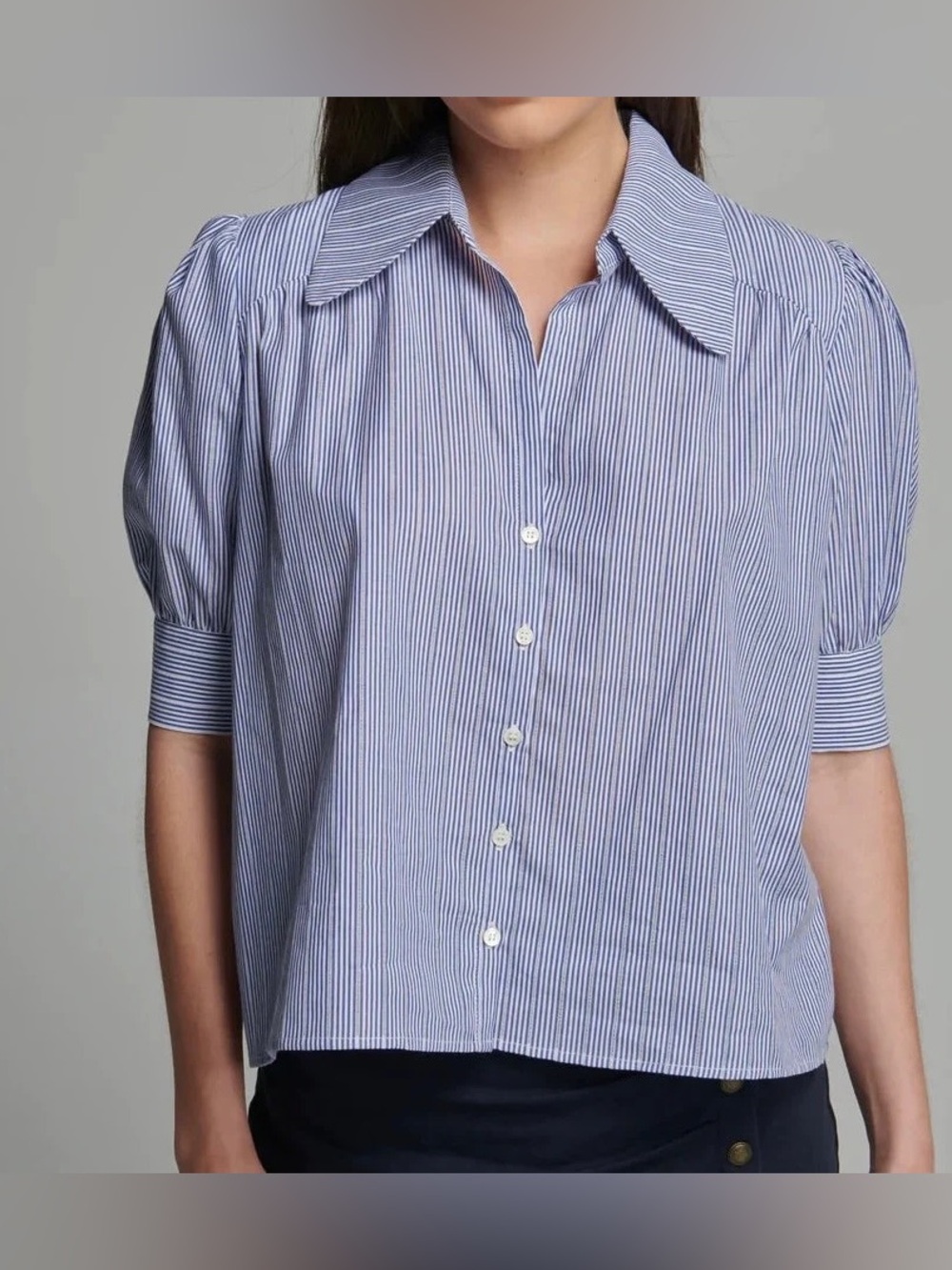 Sundays Klariza Top Navy And White Stripe top button up shirt size M